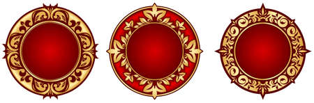 set of vintage circle framesのイラスト素材