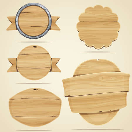 Set of wood elements for design. Vector illustrationのイラスト素材