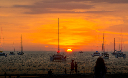 Coast sea sunset in the sea.の写真素材