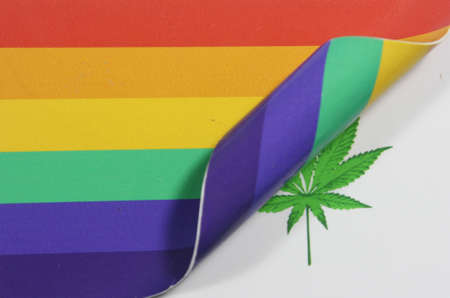 Rainbow Flag Cannabisの写真素材