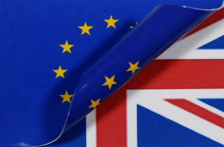 Flag Europe Great Britain rolledの写真素材