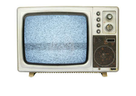 Old vintage TV over a white backgroundの写真素材