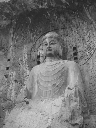 This is the great seated Buddha at Longmen Caves outside of Louyang China.の写真素材