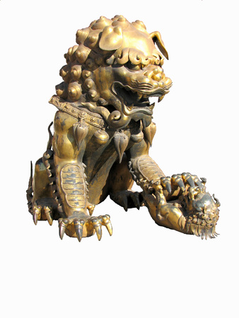 This is a guardian lions statue that stands in the forbidden city in Beijing China.の写真素材