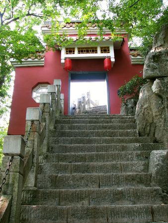 This is the an entry way leading up the Solitary Beauty Peak in Guilin, China.の写真素材