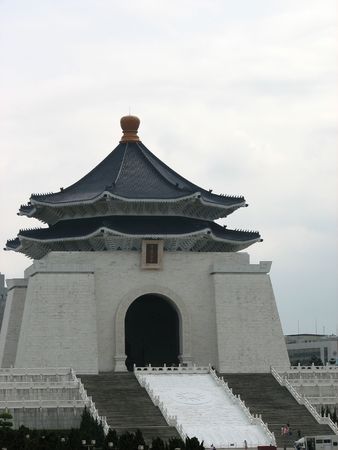 a monumental view of the Chiang Kai-shek Memorial Hall in Taipei, Taiwan.の写真素材