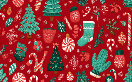 Seamless pattern with christmas elements. Vector illustration for your designの素材
