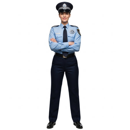 Police woman. Isolated over white background. 3d rendering.の素材