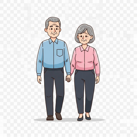 Elderly couple in casual clothes. Elderly people. illustration.の素材
