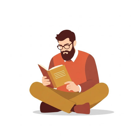 Man reading a book. Isolated on white background. illustration.の素材