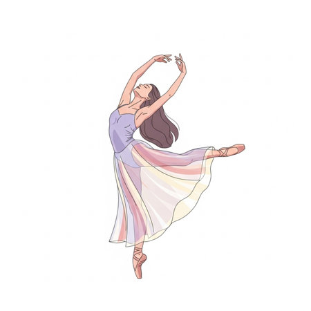 Ballerina. Hand drawn illustration. Isolated on white background.の素材