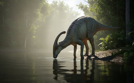 Dinosaur in the river. This is a 3d render.の素材