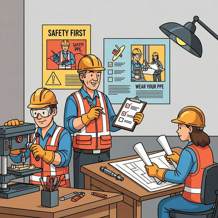 Workers in the construction site. Vector illustration in cartoon style.の素材
