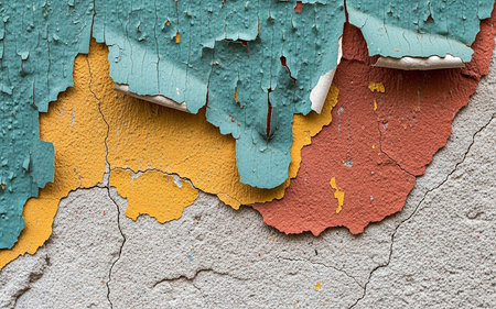 Peeling paint on a wall. Abstract background and texture for design.の素材