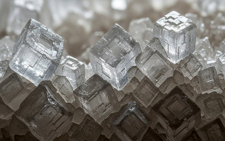 Close up of ice crystals in black and white. Macro shot.の素材