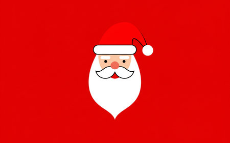 Santa Claus with beard and mustache on red background. Vector illustration.の素材