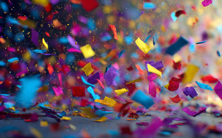 Colorful confetti and tinsel on bokeh background.の素材