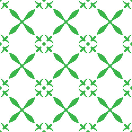 floral seamless pattern. green ornament on white backgroud for fabric, wallpaper, packaging, Decorative print. Vintage kitchen background.のイラスト素材