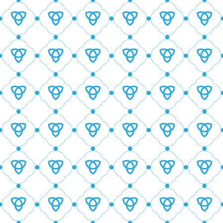 celtic knot seamless pattern. light blue ornament on white backgroud for fabric, wallpaper, packaging, Decorative print. Vintage kitchen background.のイラスト素材