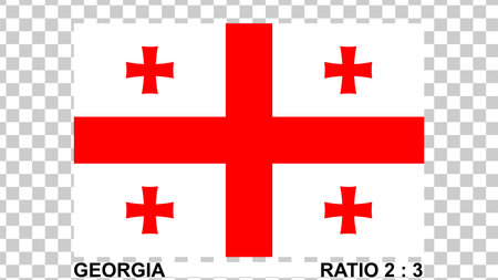 flag of georgia isolated on transparent background proportion 2:3 original color. vector illustration.のイラスト素材