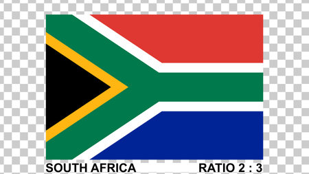 flag of south africa isolated on transparent background. vector illustration.のイラスト素材