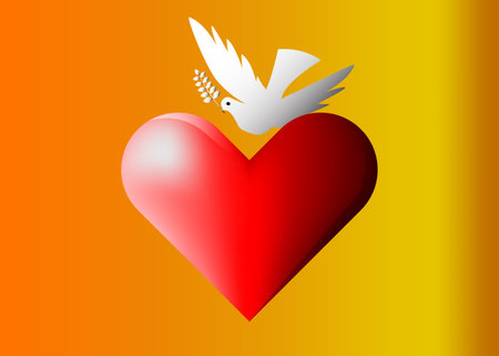 heart with dove peace vector for background unity concept presentation logo webのイラスト素材