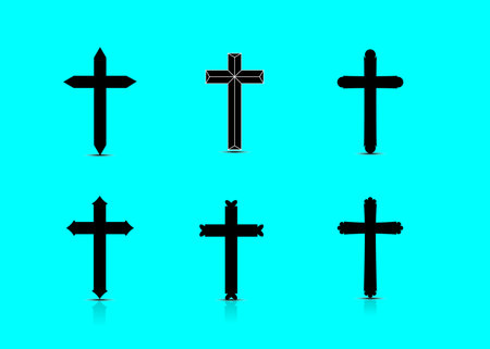 sihouette christian cross set vector and illustration for icon decoration object elementのイラスト素材