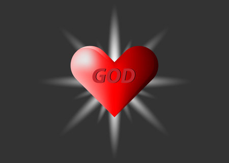 red heart with god lord vector for background unity concept presentation logo webのイラスト素材