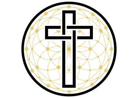 cross with golden flower of life vector and illustration for background icon logo web communion presentation wrapping paper decoration art designのイラスト素材