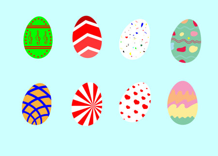 fancy easter egg set vector and illustrationのイラスト素材