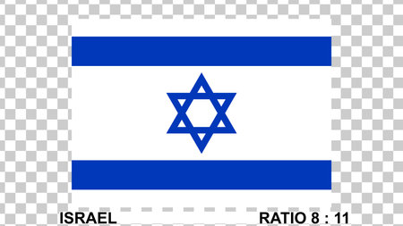 flag of israel isolated on transparent background. proportion 8:11 original color. vector illustration.のイラスト素材