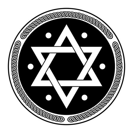 seal of solomon star of david for icon symbol logo design isolated on white background. vector illustrationのイラスト素材