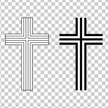 Cross sign illustration. Black icon on transparent background with transparent shadow.のイラスト素材