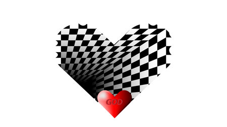 Heart with checkered flag on white background. Vector illustration.のイラスト素材