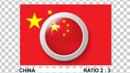 China flag vector background. Chinese flag button on transparent background. Vector illustration.のイラスト素材