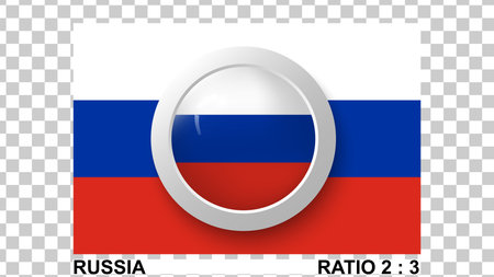 Russia flag vector illustration. Round button with flag of Russia on transparent background.のイラスト素材