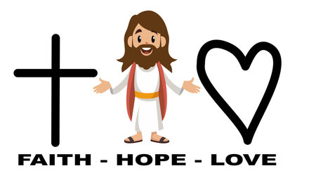 christian faith hope love symbol set on white background for tattoo icon decoration object element. vector and illustrationのイラスト素材