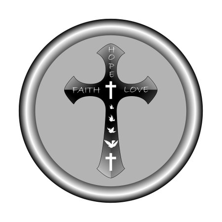 christian cross within circle isolated on white background  for icon decoration object element tattooのイラスト素材