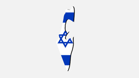 israel map with flag isolated on white background for iconのイラスト素材