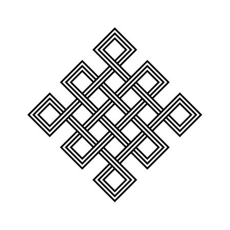endless tibetan eternal knot symbol tattoo logo isolated on white background. vector illustration.&#x9;のイラスト素材