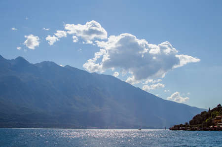Lake Garda / Gardasee sightseeing and Panorama you at the lake and the mountainsの写真素材