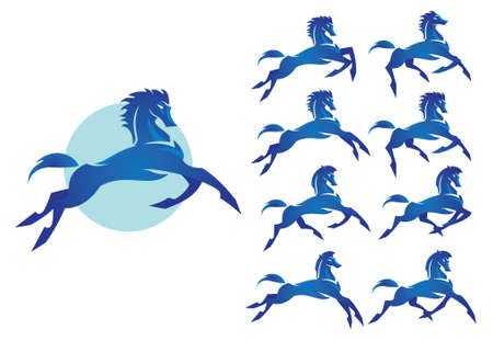 Bucking Bronco The wild stallion blue colorのイラスト素材