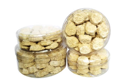 Kue Satu (in West Java and Jakarta) or Kue Koya (in Central Java and East Java) Indonesian traditional cookie made from sweet mung bean powder popular during Eid al-Fitr or Lebaranの写真素材