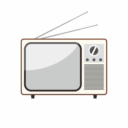 Old classic retro vintage antique tube analog TV television vector illustration on white backgroundのイラスト素材