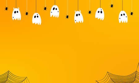 Ghost and Spider as Papercut Halloween Background. Suitable for placing on trick or treat events, invitation paper backgrounds, or Halloween postersのイラスト素材