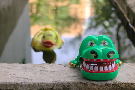 Scenery view of children's toys in outdoorの写真素材