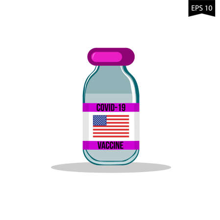 vaccine covid with usa flagのイラスト素材