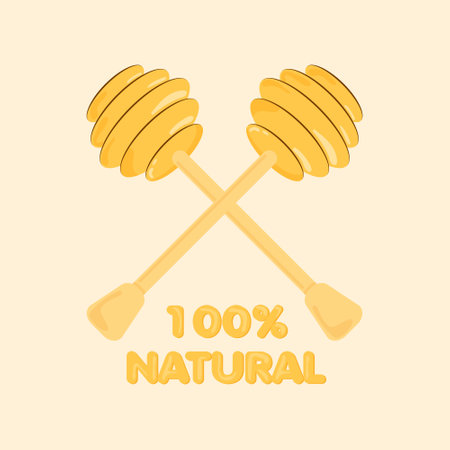 Honey natural product 100 percent symbol with bee vectorのイラスト素材