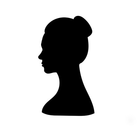 vector black and white illustration of a beautiful female face formed by a shadow.のイラスト素材
