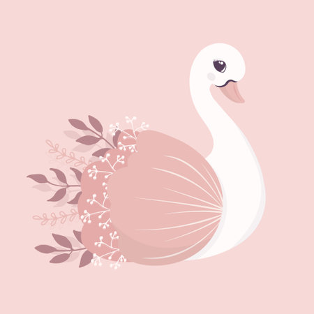 Cute Little pink Princess Swan vectorのイラスト素材